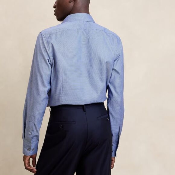 Banana Republic button shirt Mens XXL Blue White Small Check casual /working - Picture 3 of 8